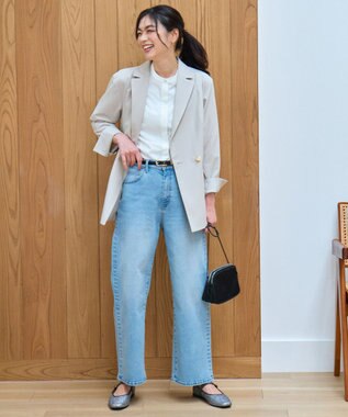 ANY L 【セットアップ着用可】イージーケアライトストレッチダブルジャケット ライトグレー