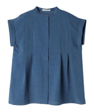 Green Parks フレンチスリーブタックブラウス Blue