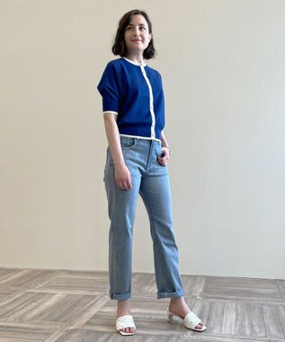 自由区 【洗える/マルチWAY】コットンアセテートニットセットアップ ダルブルー系1