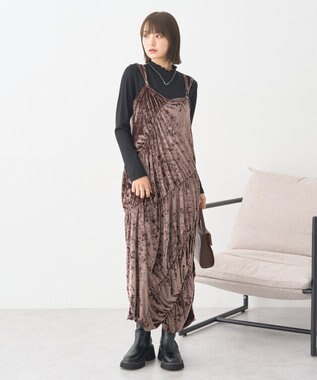 earth music&ecology クラッシュベロアシャーリングワンピース