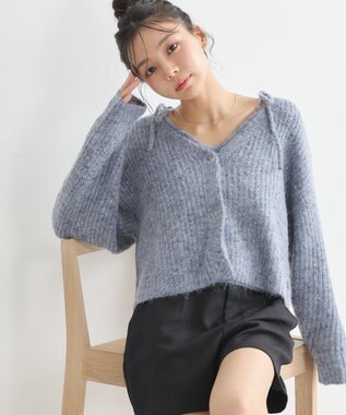 earth music&ecology 【WEB限定】SET2点ショートカーディガン＋リボンキャミソール Blue