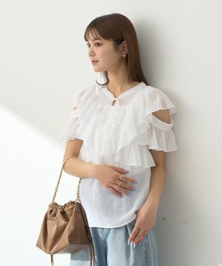 earth music&ecology ２ＷＡＹフリルブラウス White