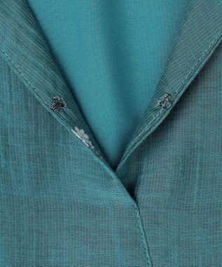 23区 【先行予約/WEB&一部店舗限定】シアーワッシャー 刺繍 ワンピース ターコイズ×グレーフラワー系