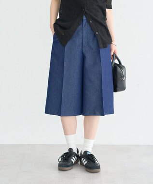 earth music&ecology タックハーフパンツ Blue