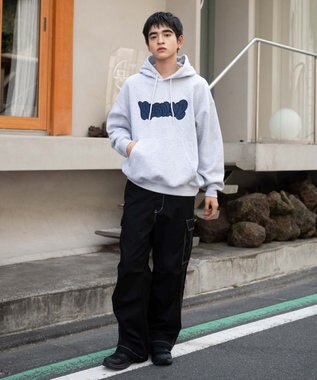 WEGO 【ユニセックス着用ITEM/SMLサイズ展開】グラフィックロゴプルパーカー グレーその他