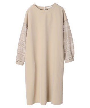 Green Parks 洗える袖レースワンピース Gray Beige