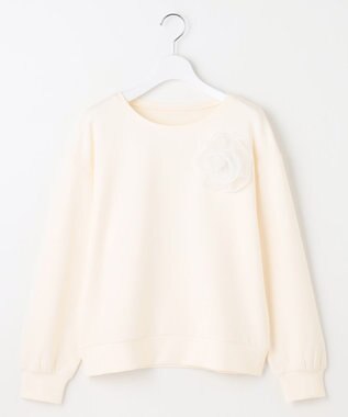 Feroux 【洗える】ローズコサージュ ダンボールプルオーバー アイボリー系