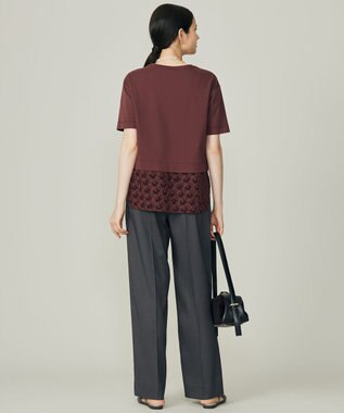 自由区 【カタログ掲載】ジャカードコンビジャージー カットソー ボルドー