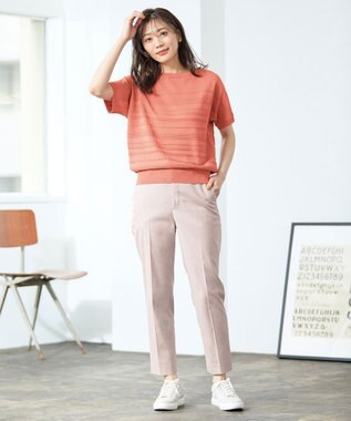 J.PRESS LADIES 【洗える・撥水・防汚】コットンFITTYシャーク テーパード パンツ ピンク系