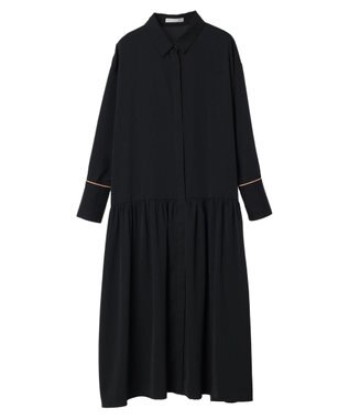 Green Parks armonia．配色シャツワンピース Black