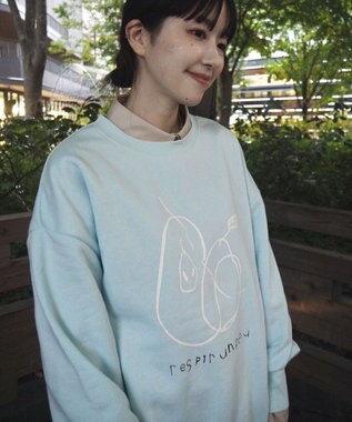 Green Parks 手書きプリントスウェット Sax