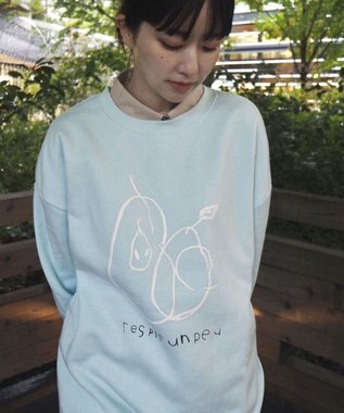 Green Parks 手書きプリントスウェット Sax