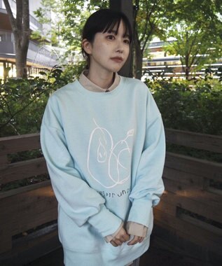 Green Parks 手書きプリントスウェット Sax