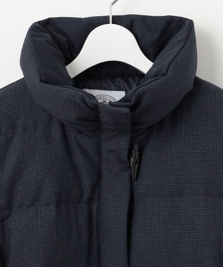 J.PRESS LADIES 【洗える】ポリエステルハウンドトゥース ロング ダウンコート ネイビー系3