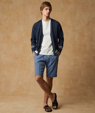 JOSEPH ABBOUD 【エコ素材/軽量/通気性/速乾性】ペーパーヤーンニット カーディガン ネイビー系