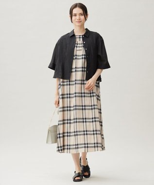 自由区 【カタログ掲載・接触冷感・洗える】シアーラミーローンクロップド丈 ブラウス セピア