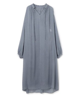 BEIGE， CALLERRY / シルク混ドットギャザーワンピース Dull Blue