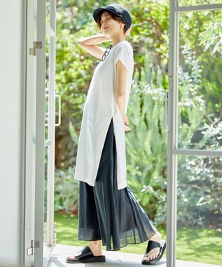 UNFILO 【イージーケア】コットンシフォンスカート ブラック系