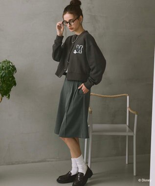 OP／FILA 【ocean pacific】ミッキー/裏毛カーディガン【Disney/ディズニー】 チャコールグレー