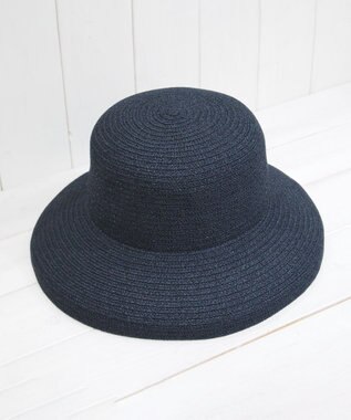 石田製帽 美濃和紙xコットンブレード　ウォッシャブルカサブランカ ブラック