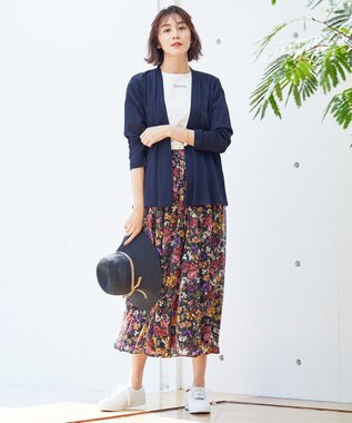 自由区 【保湿性/吸湿性/吸水速乾/接触冷感/UVケア】ハンディカーディガン ショート ネイビー系