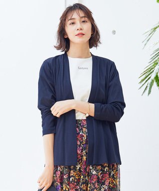 自由区 L 【保湿性/吸湿性/吸水速乾/接触冷感/UVケア】ハンディカーディガン ショート ネイビー系