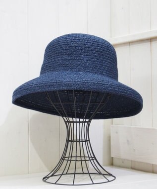 石田製帽 美濃和紙xコットンブレード　ウォッシャブルカサブランカ ネイビー