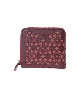 genten カレイド 外ファスナー2つ折り財布 ワイン