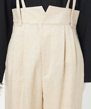 23区 【GOLD LABEL】GIOTEXリネンスパーク サスペンダー付 タックパンツ ベージュ系