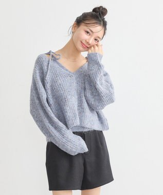 earth music&ecology 【WEB限定】SET2点ショートカーディガン＋リボンキャミソール Blue