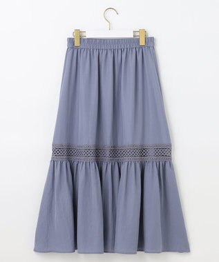ANY SIS 【洗える】レースポイントティアード スカート スモーキーブルー