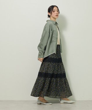 Green Parks 裾フリンジウ゛ィンテージ風シャツ Green