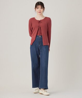 ANY SIS 【2SET】リボンカーデツイン ニット アンティークピンク