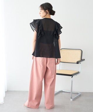 earth music&ecology ラッフルブラウス Black