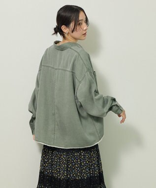 Green Parks 裾フリンジウ゛ィンテージ風シャツ Green