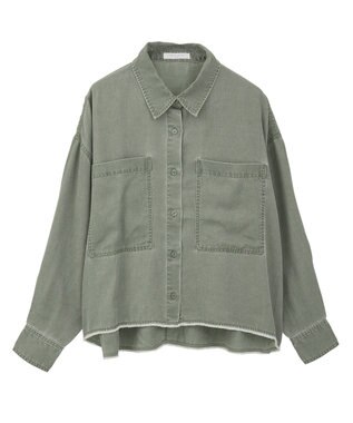 Green Parks 裾フリンジウ゛ィンテージ風シャツ Green
