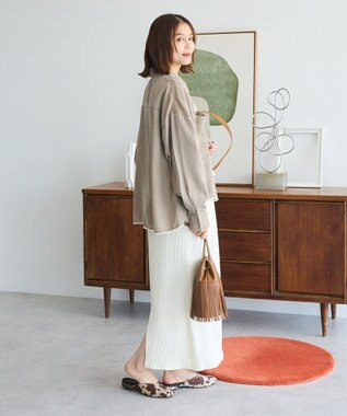 Green Parks 裾フリンジウ゛ィンテージ風シャツ Brown