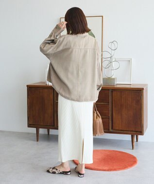 Green Parks 裾フリンジウ゛ィンテージ風シャツ Brown