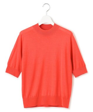 23区 S 【洗える】サステナブルウール モックネック 5分袖 ニット オレンジ系