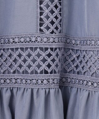 ANY SIS 【洗える】レースポイントティアード スカート スモーキーブルー