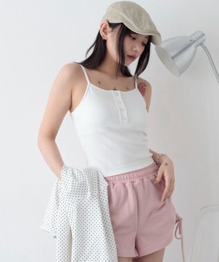 WEGO ヘンリーデザインカップインキャミ ホワイト