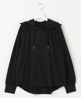 Feroux 【接触冷感・UVカット・吸水速乾】ラッシュガードフリル パーカー ブラック系