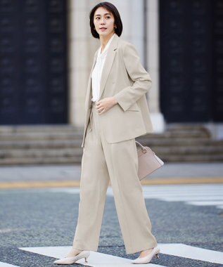 自由区 【カタログ掲載・ご好評につき新色追加・セットアップ対応】リネンライクシンセティックワイドストレート パンツ フラックス