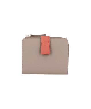 Atelier nuu 日本製 noble L字ファスナー二つ折りウォレット グレージュ×ピンク