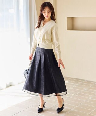 Feroux きらめきチェックフレア スカート ブラック系