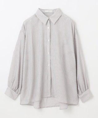 ANY L 【洗濯機可】シアーシャツ ブラウンストライプ