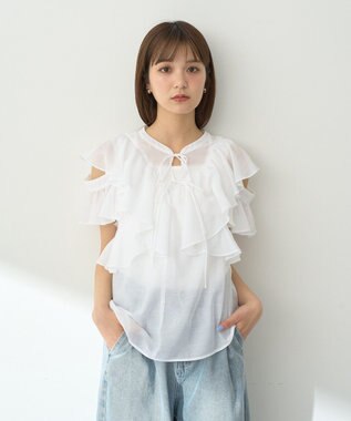 earth music&ecology ２ＷＡＹフリルブラウス White