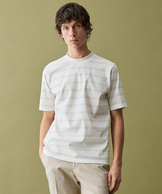 JOSEPH ABBOUD 【エコ素材和紙使用・日本素材を日本縫製 ・軽量・通気性】和紙フライスボーダーＴシャツ ホワイト系2