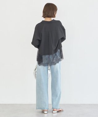 earth music&ecology 【予約】適ON レースヘムシャツ Black