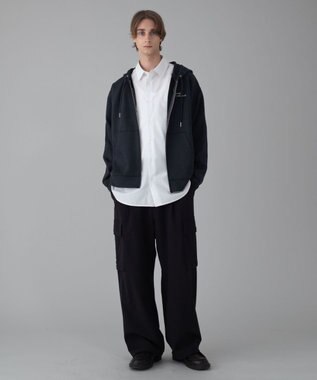 WEGO 【ユニセックス着用ITEM/MLサイズ展開】フェイクスウェードZIPパーカー ブラック中濃色